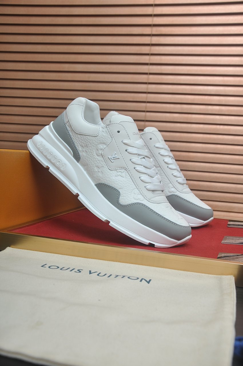 Louis Vuitton White and Light Gray Low-Top Sneakers — hero