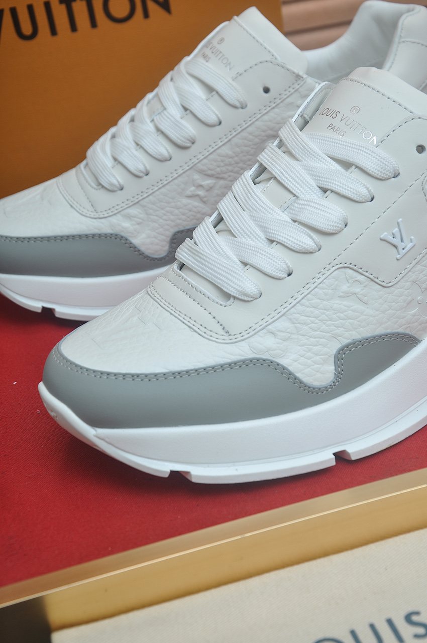 Louis Vuitton White and Light Gray Low-Top Sneakers — detail