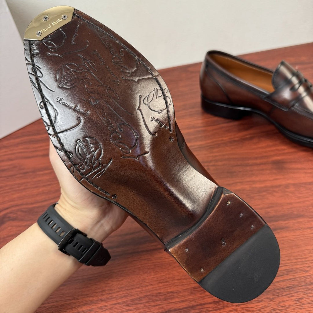 Berluti Burnished Penny Loafers — side
