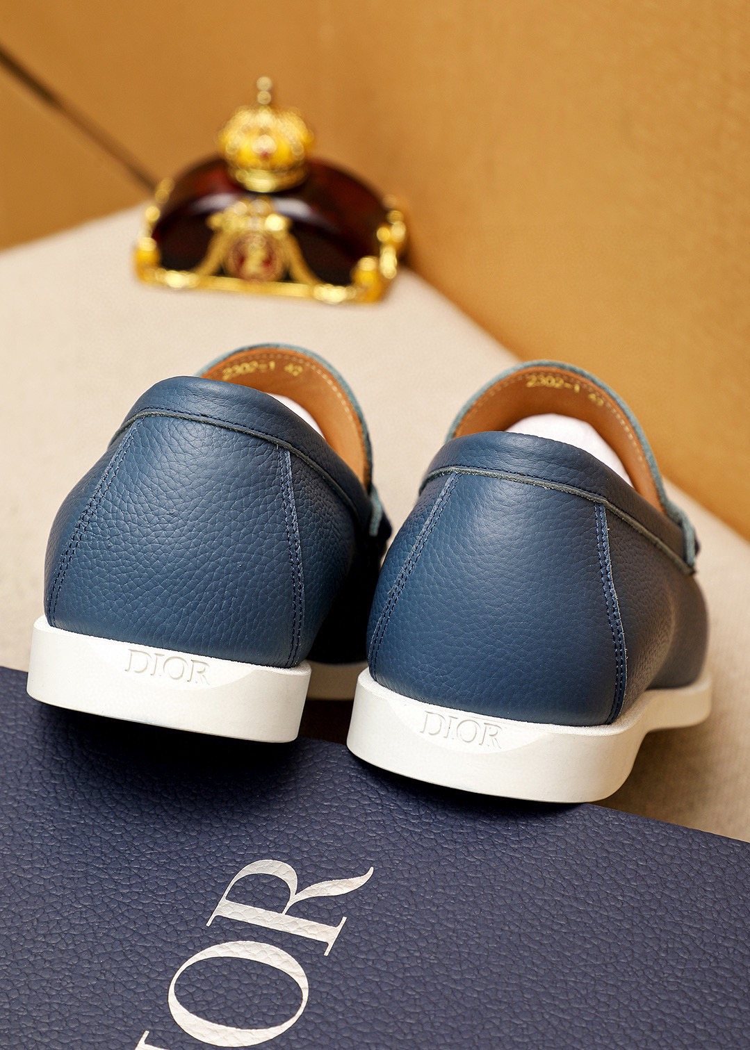 Dior Pebbled Leather Buckle Loafers — back