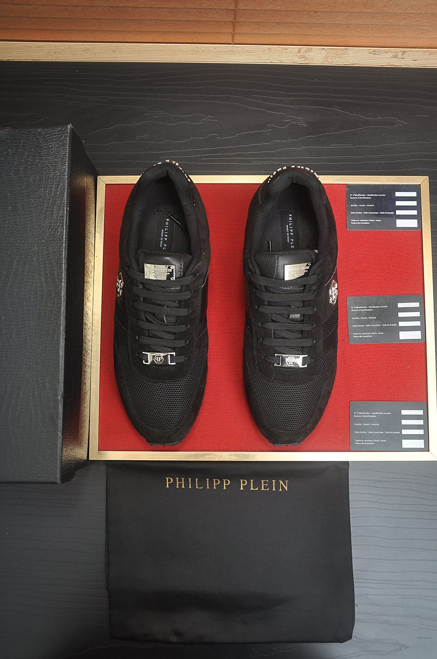 Philipp Plein White and Light-Gray Low-Top Sneakers — front