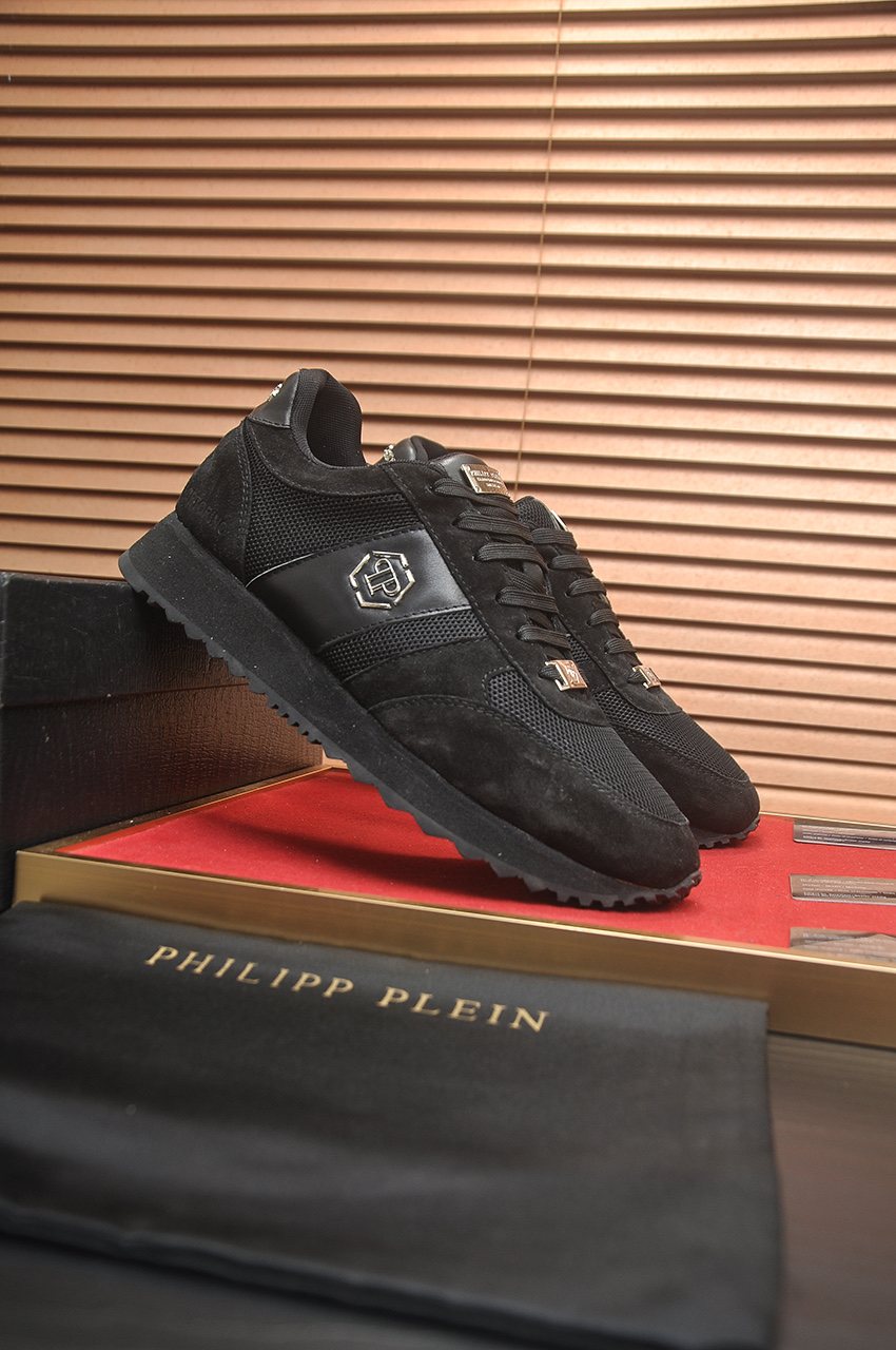 Philipp Plein White and Light-Gray Low-Top Sneakers — side