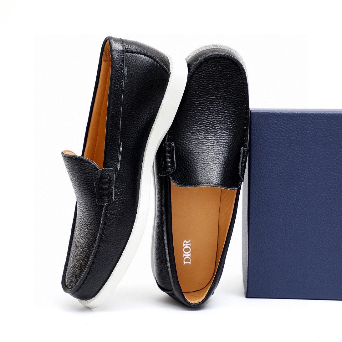 Dior Pebble-Grain Slip-On Shoes — side