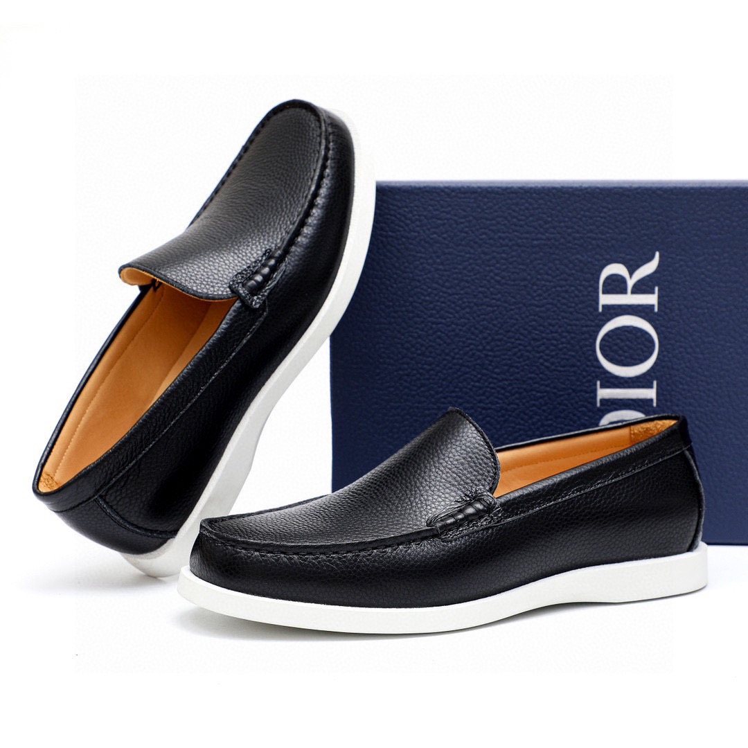 Dior Pebble-Grain Slip-On Shoes — front