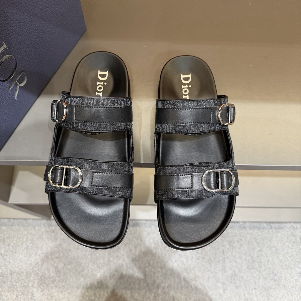 Dior Patterned Buckle Slide Sandals — hero