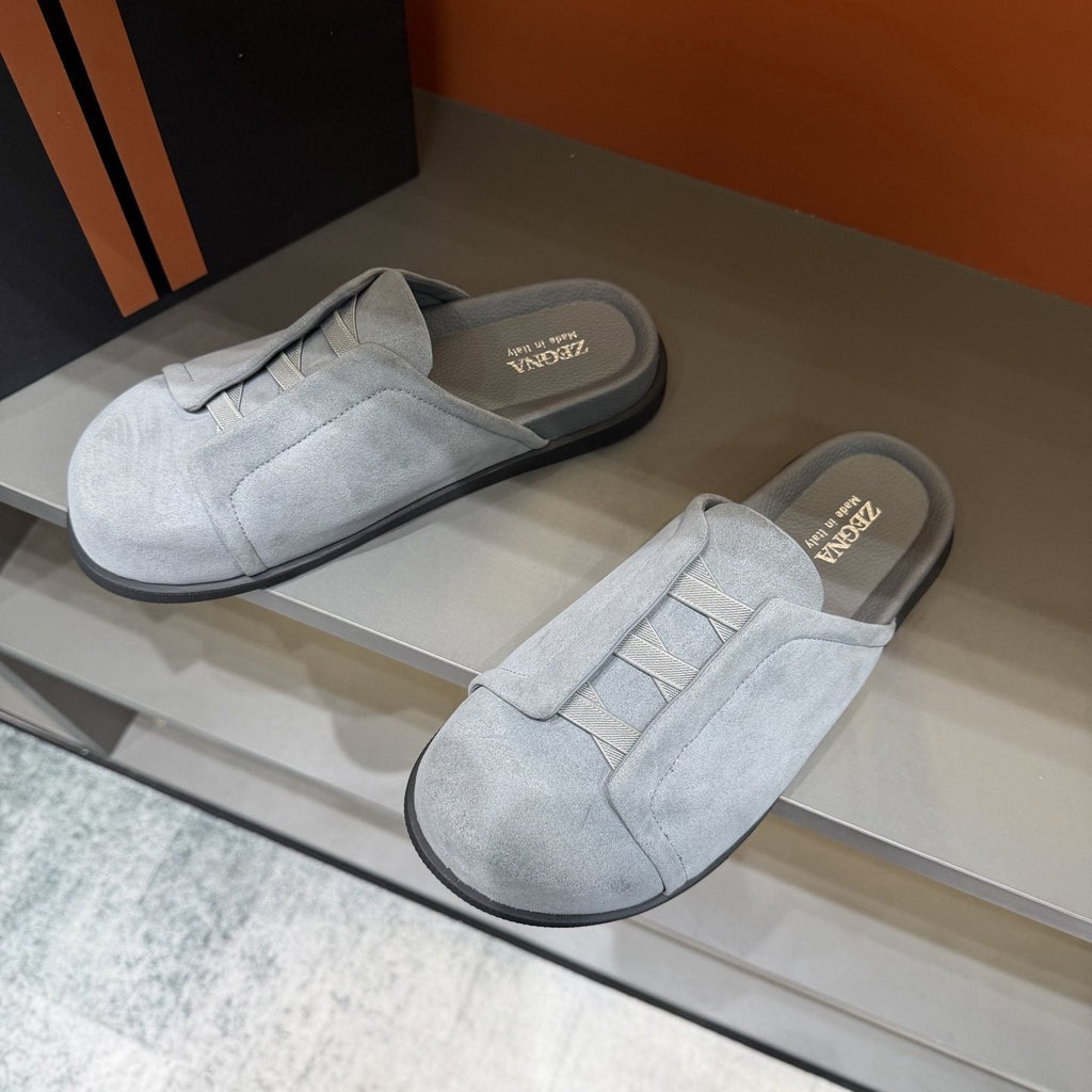 Zegna Layered Vamp Slide Sandals — front