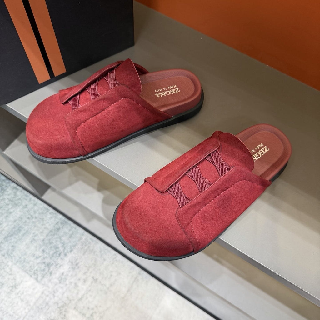 Zegna Layered Vamp Slide Sandals — front