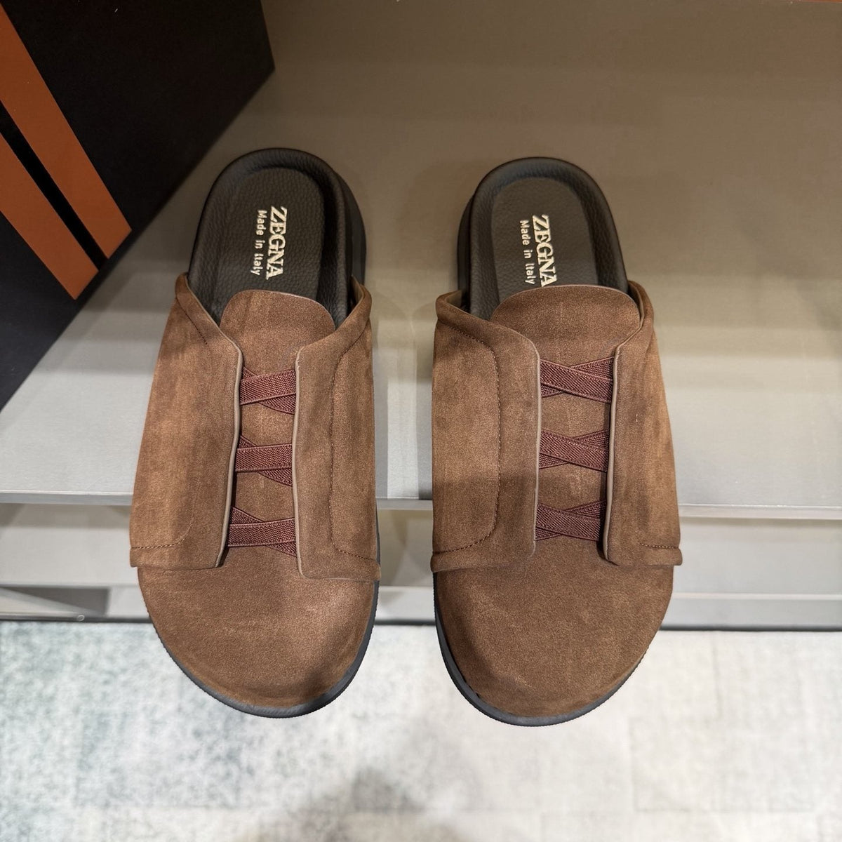Zegna Layered Vamp Slide Sandals — front