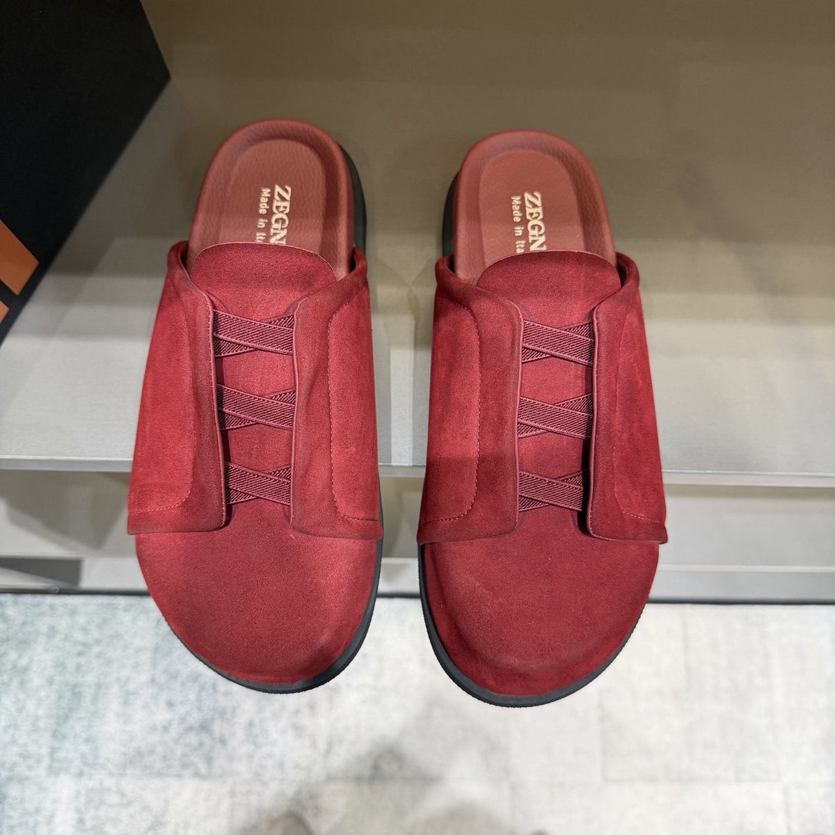 Zegna Layered Vamp Slide Sandals — front