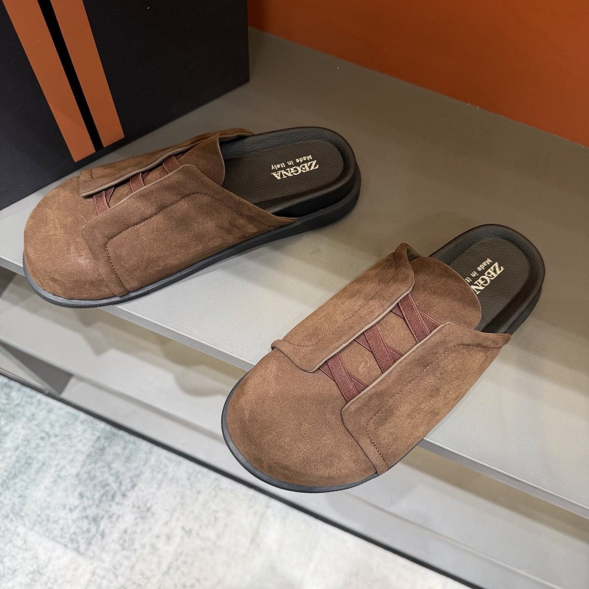 ZEGNA Cutout Slide Sandals — front