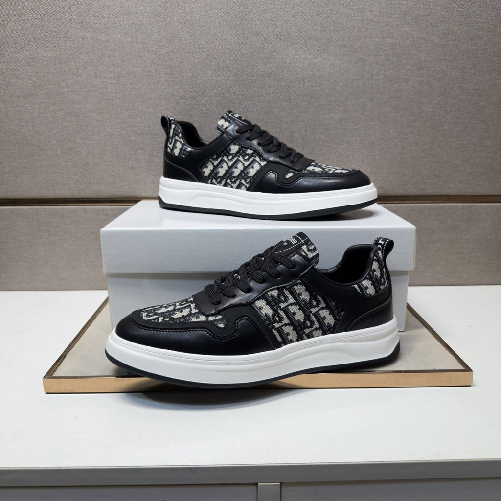 Dior Men's Patterned Panel Low-Top Sneakers — model