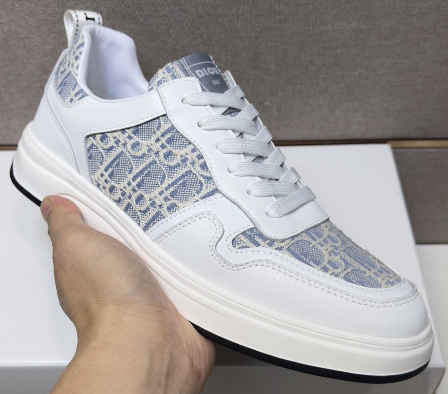 Dior Men's Patterned Panel Low-Top Sneakers — front