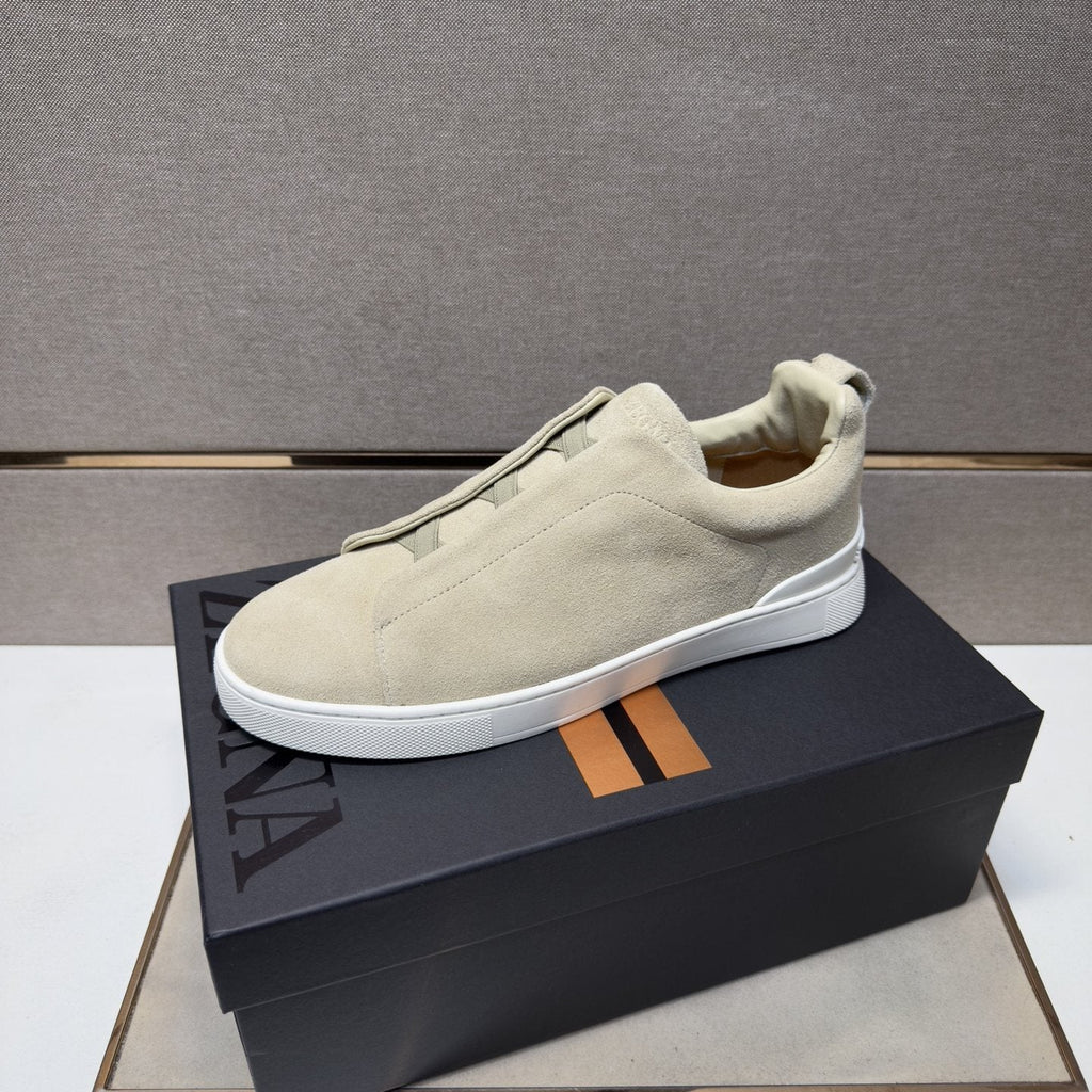 Zegna Black Textured Slip-On Sneakers — front