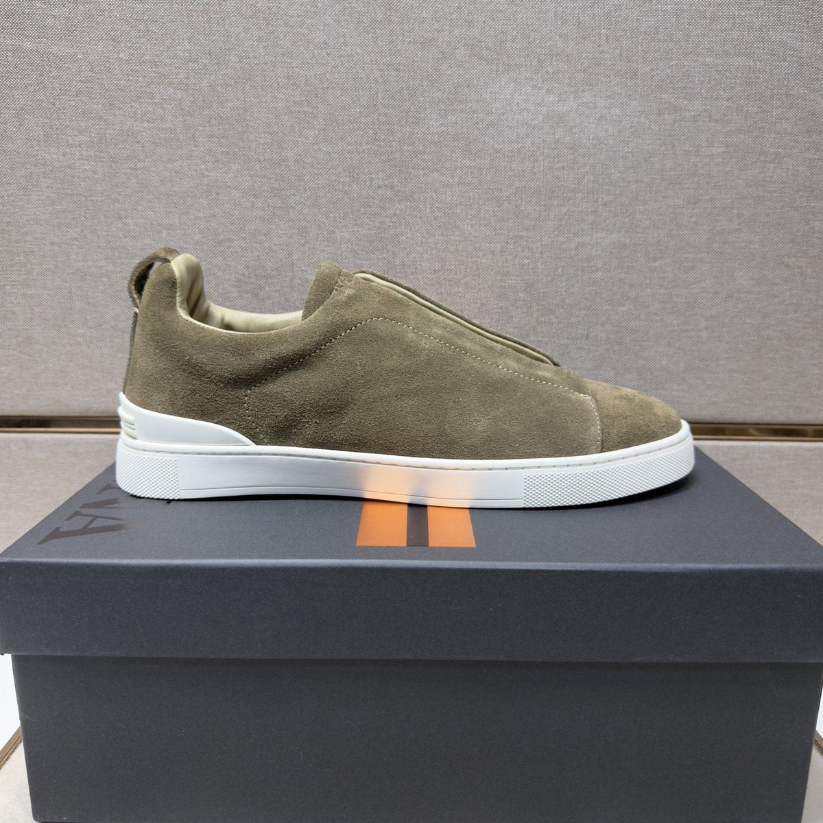 Zegna Black Textured Slip-On Sneakers — side