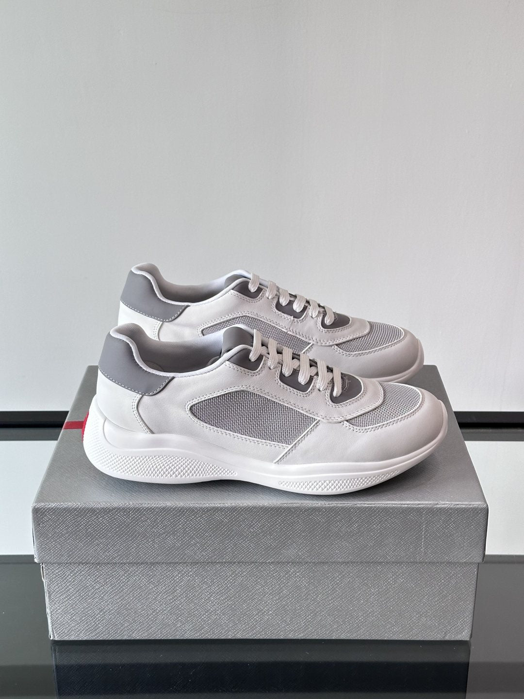 Prada Men's Low-Top Leather Sneakers — side