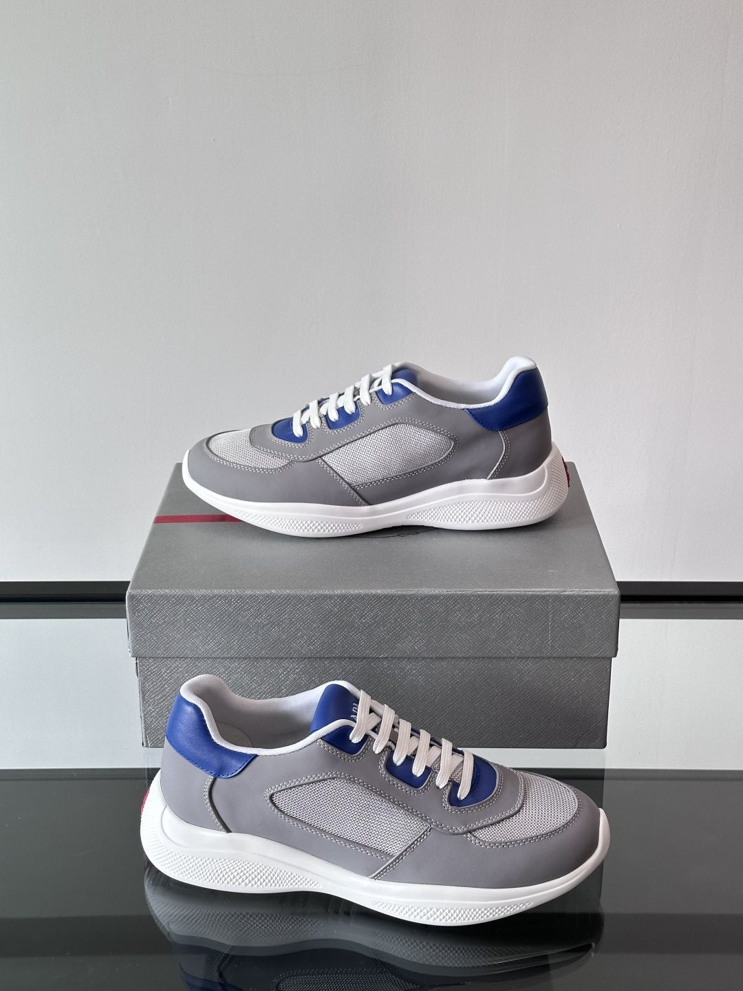 Prada Men's Low-Top Leather Sneakers — side