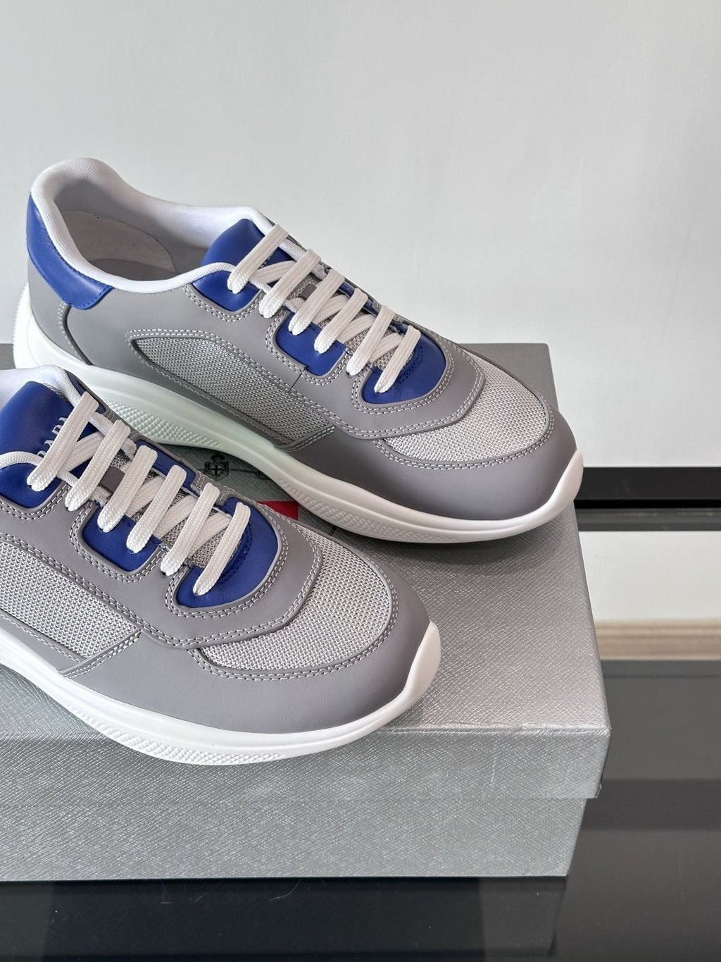 Prada Men's Low-Top Leather Sneakers — front