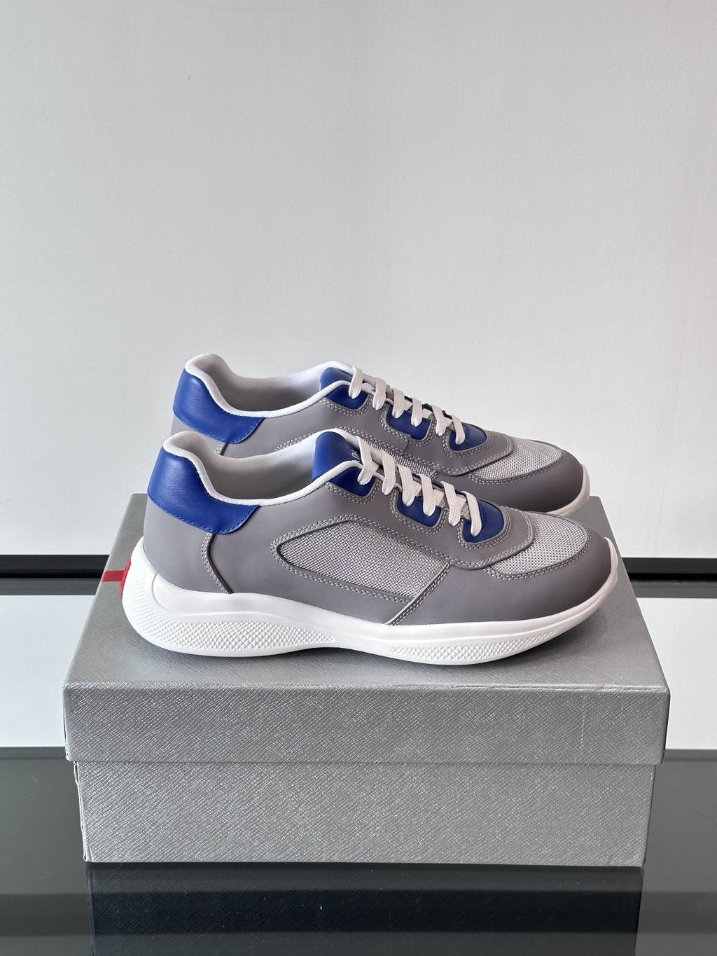 Prada Men's Low-Top Leather Sneakers — side