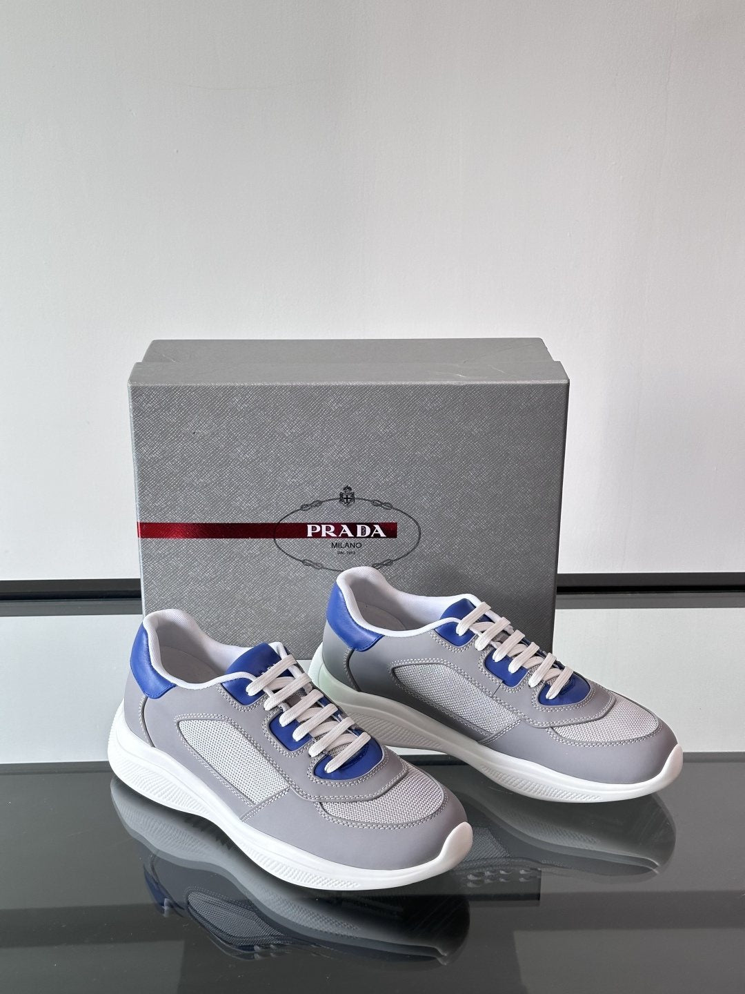 Prada Men's Low-Top Leather Sneakers — front