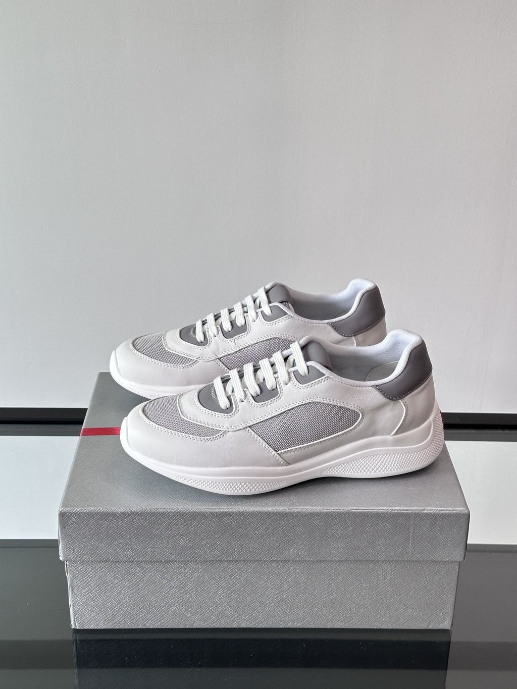 Prada Men's Low-Top Leather Sneakers — side
