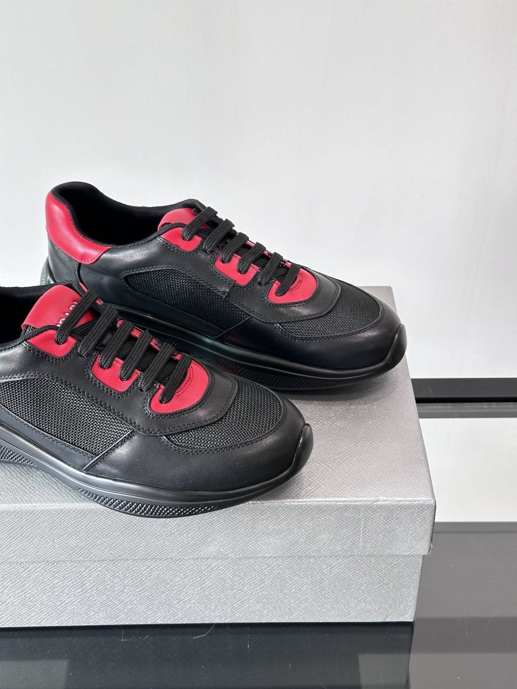 Prada Men's Low-Top Leather Sneakers — front