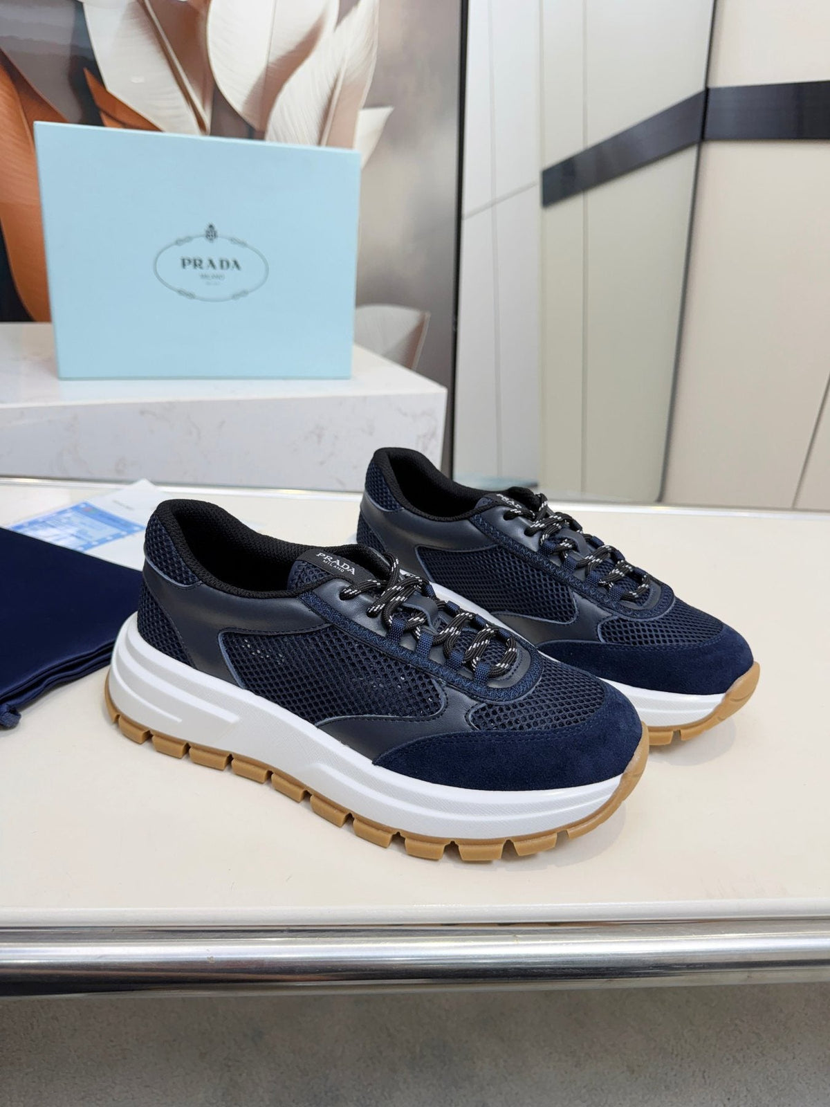 Prada Mesh Panel Sneakers — side