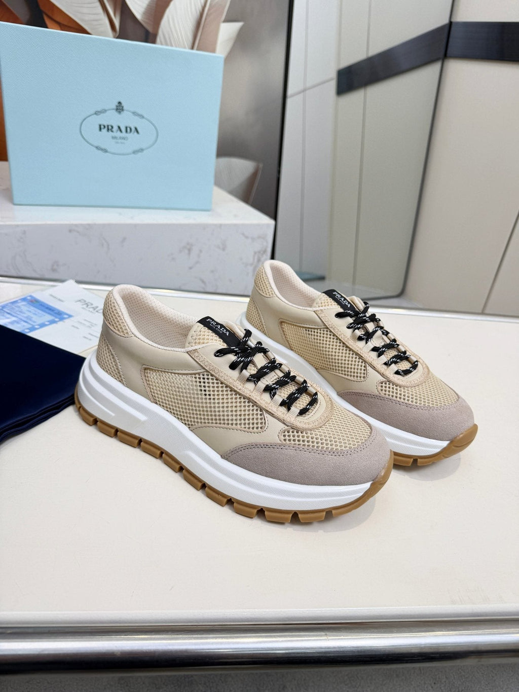 Prada Mesh Panel Sneakers — side