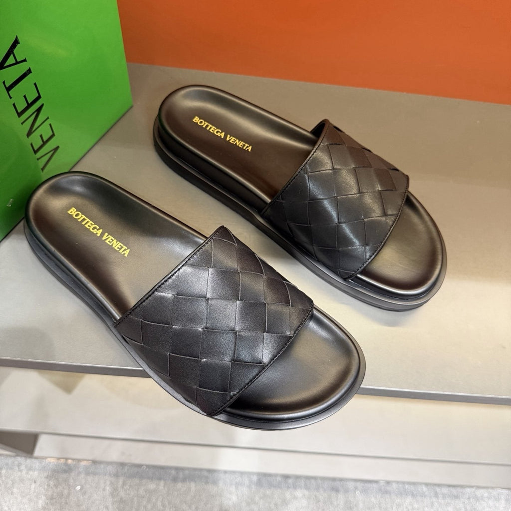 Bottega Veneta Woven Strap Slide Sandals — front