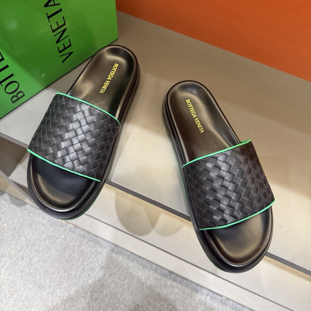 Bottega Veneta Woven Strap Slide Sandals — front