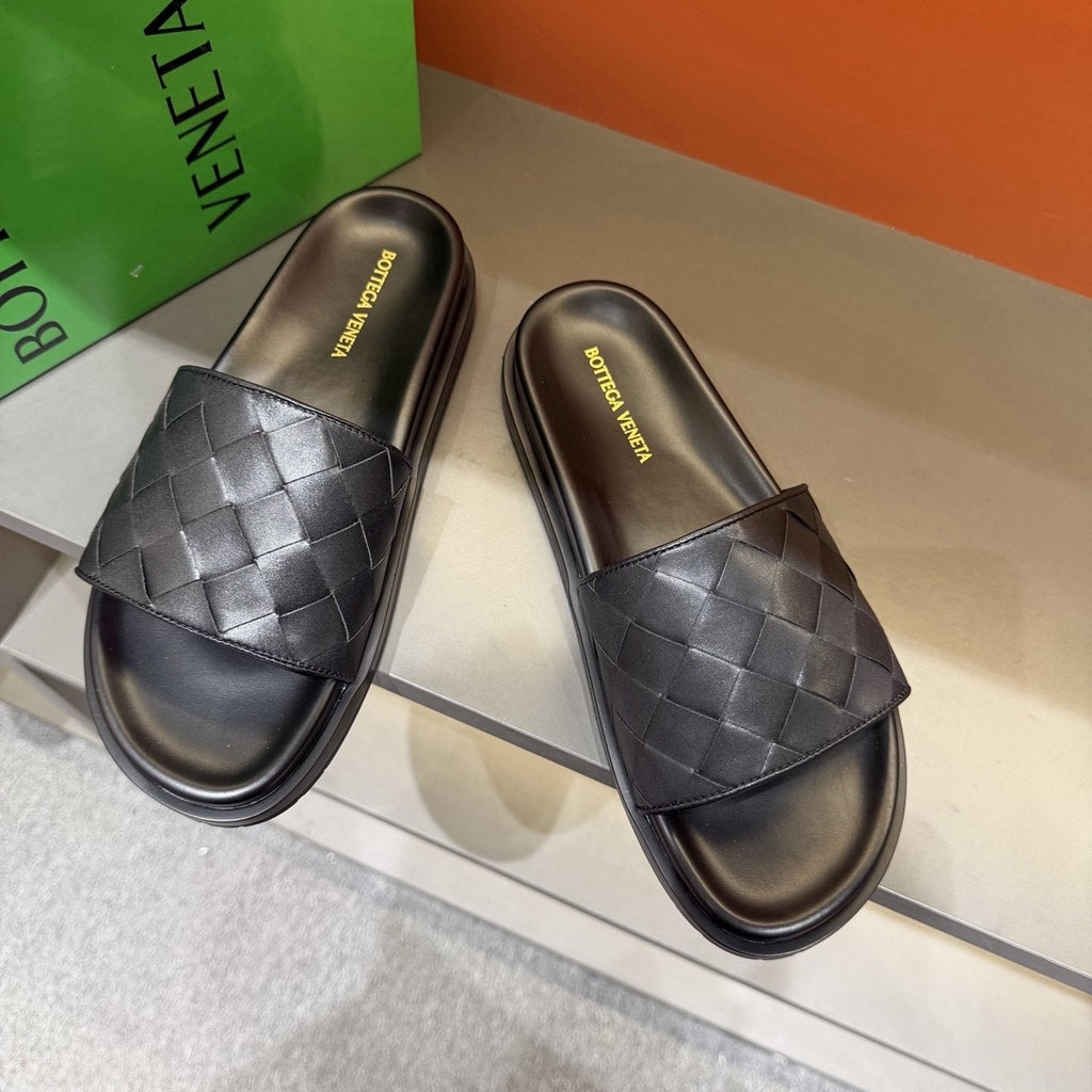 Bottega Veneta Woven Strap Slide Sandals — model