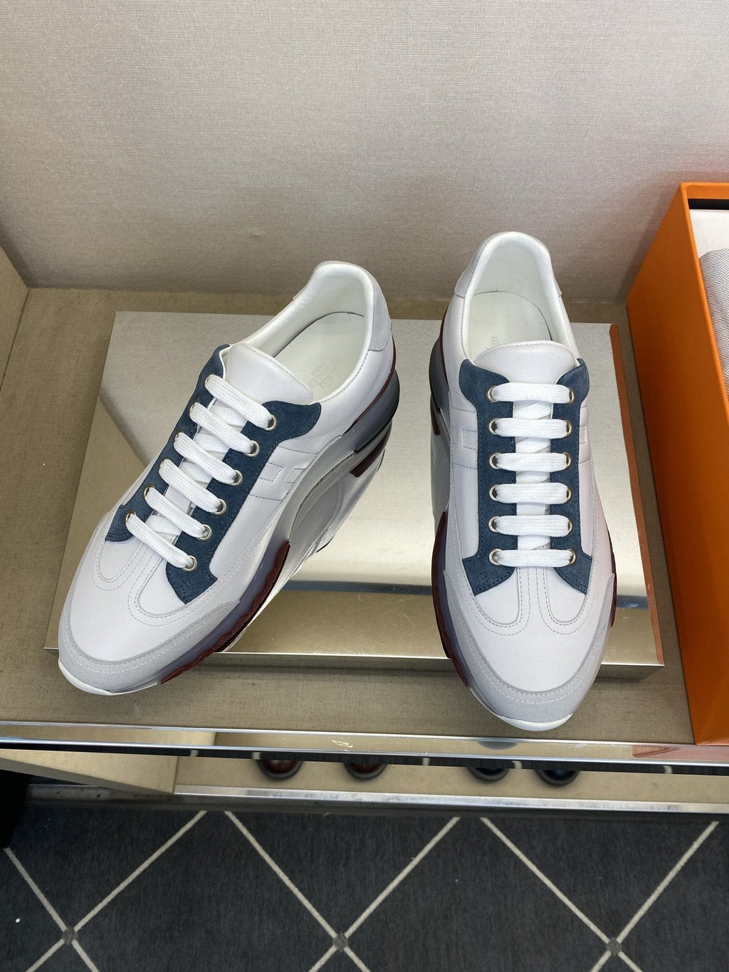 Hermès Men's Low-Top Panel Sneakers — front