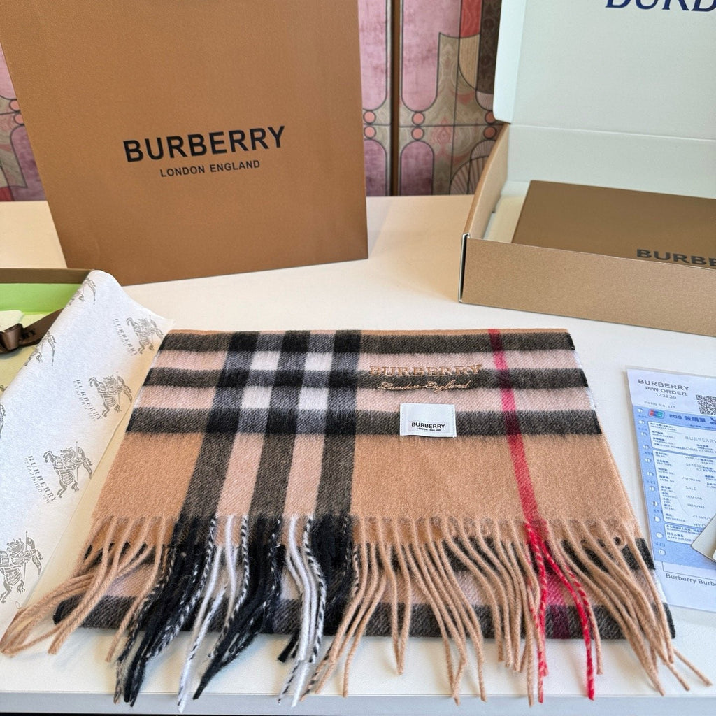 Burberry Fringed Plaid Scarf — front