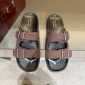 Gucci Double-Buckle Monogram Slide Sandals — hero
