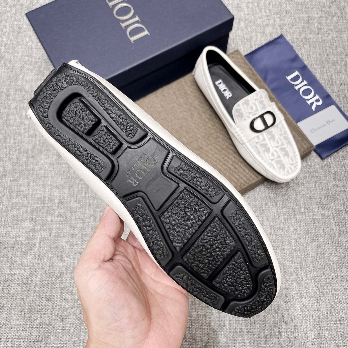 Dior Patterned Vamp Loafers — detail