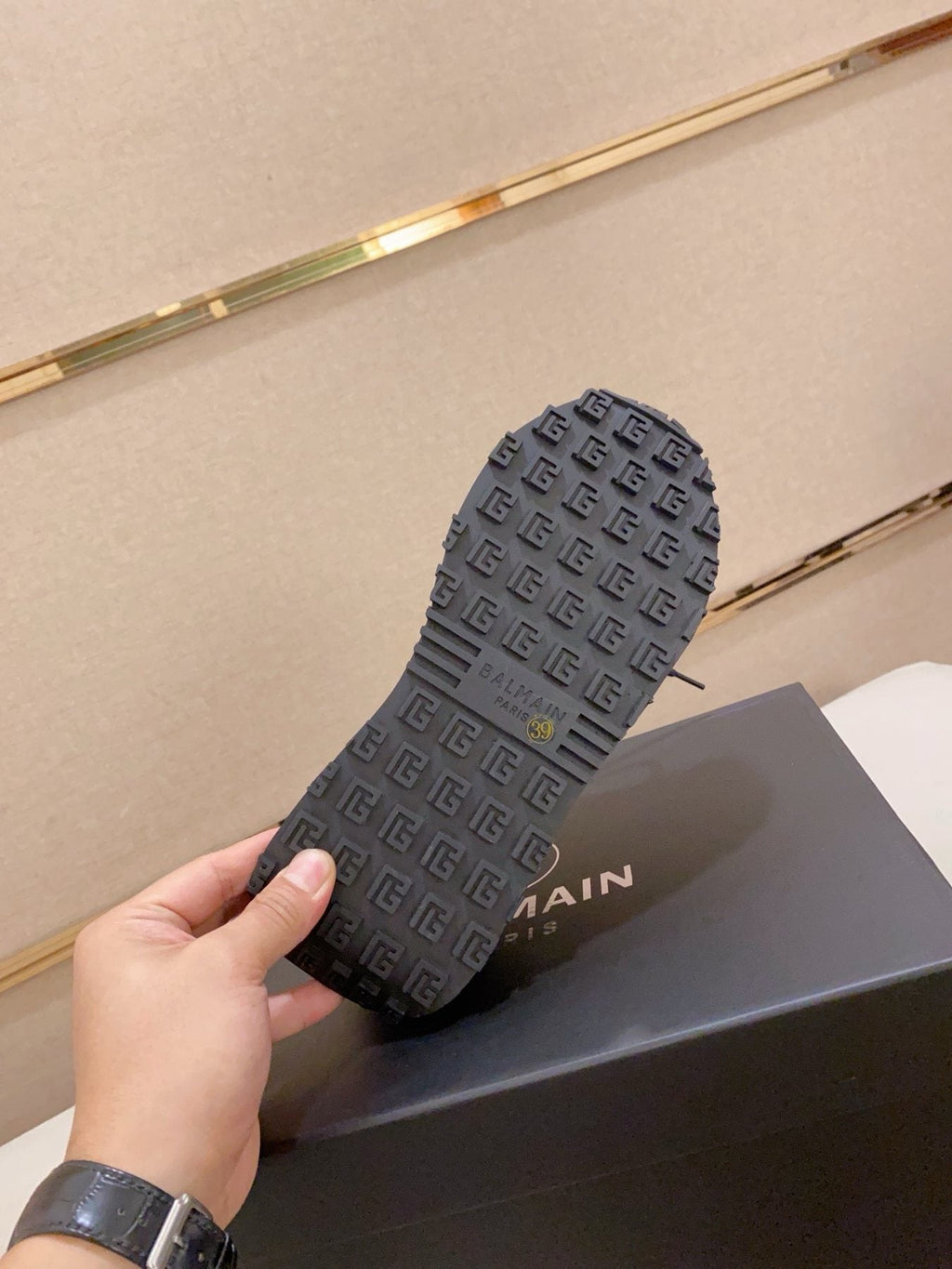 Balmain Blue Knit Low-Top Sneakers — side