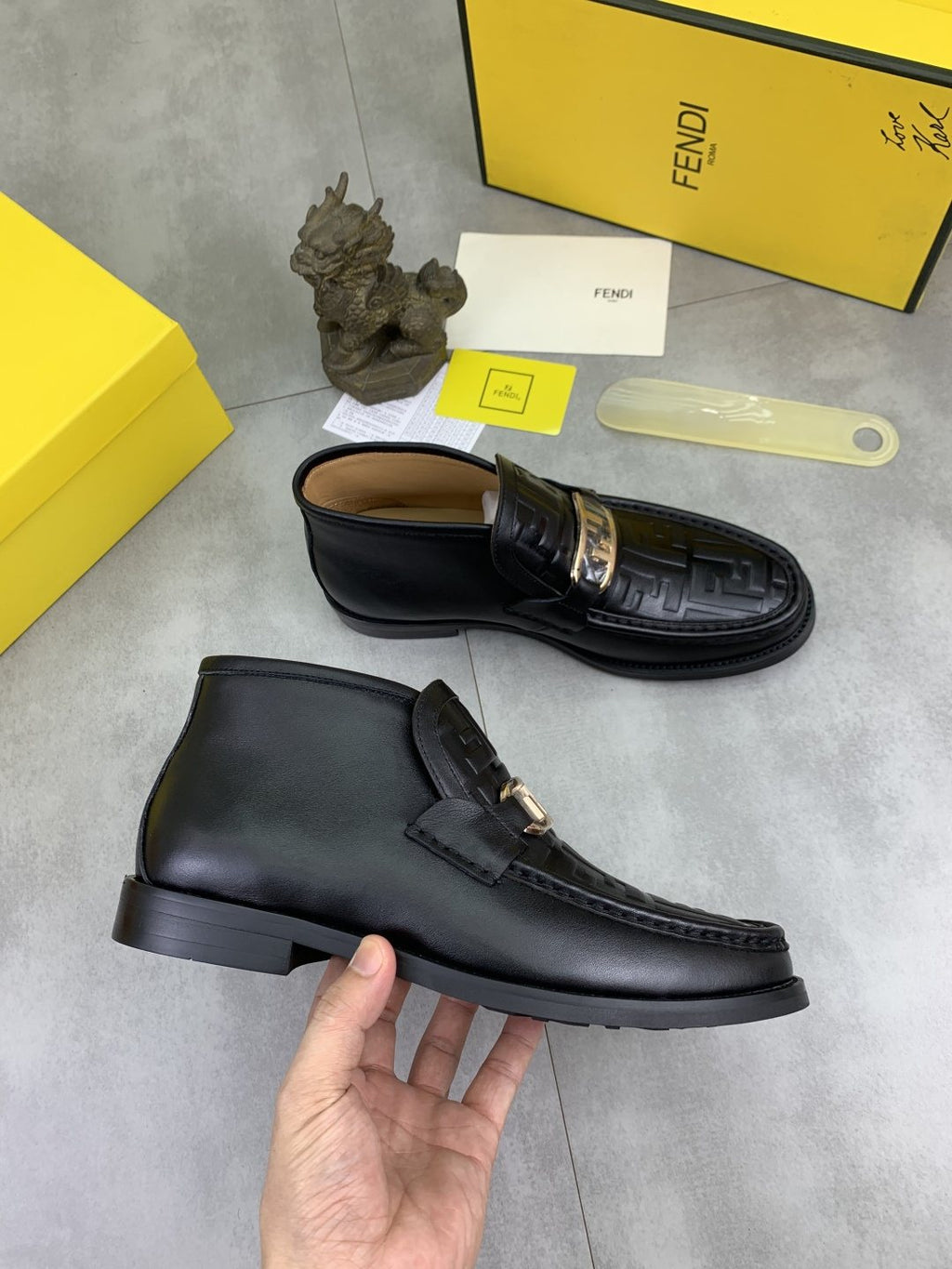 Fendi Embossed Metal-Hardware Slip-On Boots — side