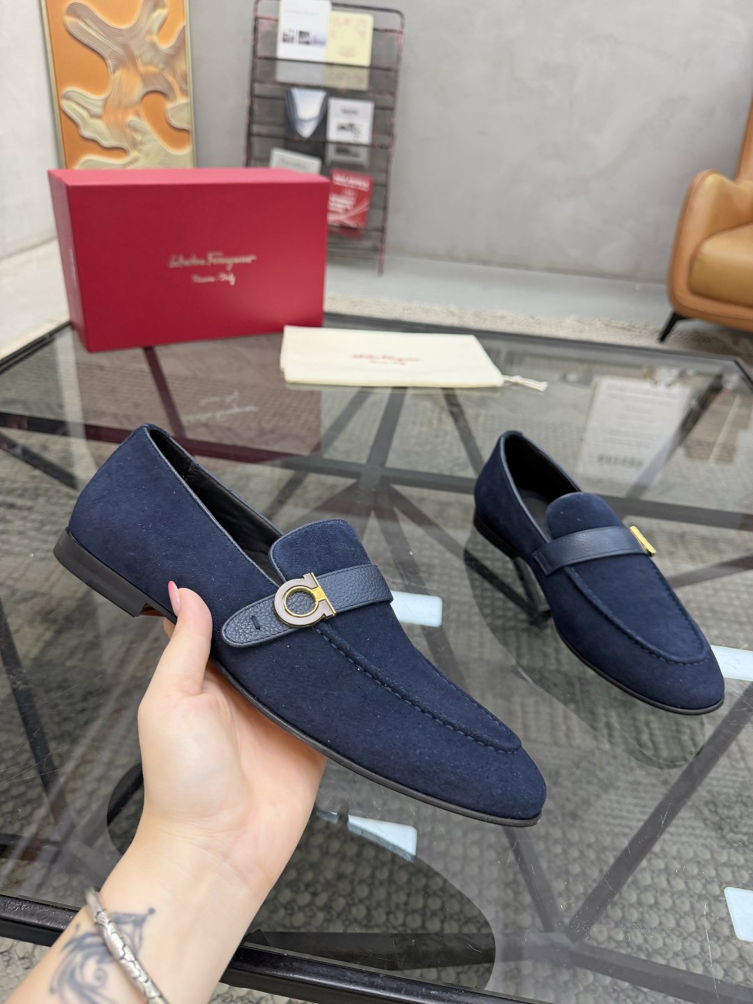 Men's Ring Detail Slip-On Loafers — model