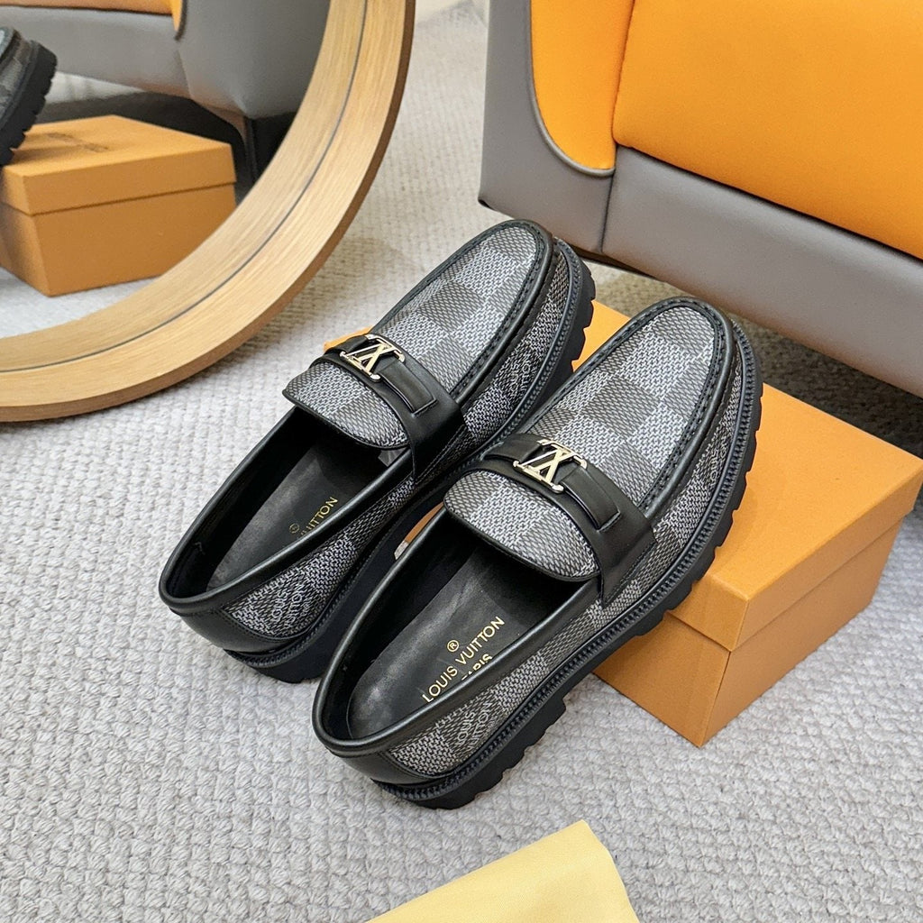 Louis Vuitton Checkered Lug Sole Loafers — front
