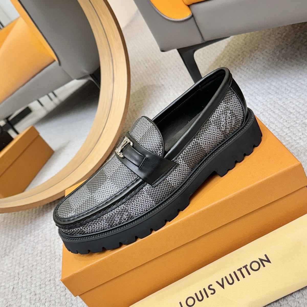 Louis Vuitton Checkered Lug Sole Loafers — side