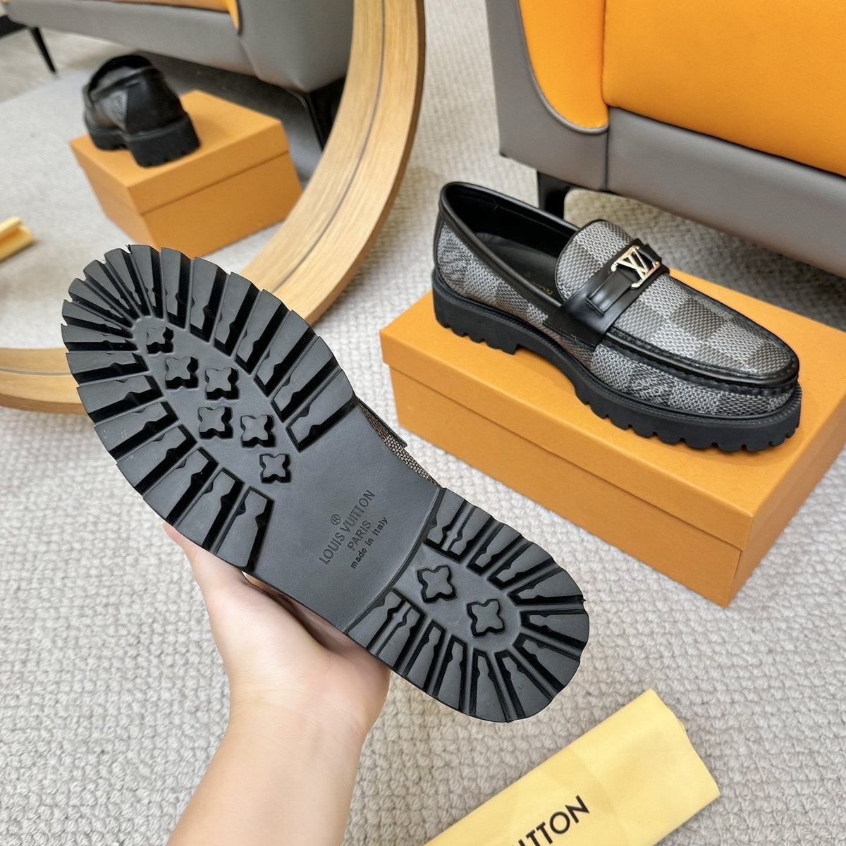 Louis Vuitton Checkered Lug Sole Loafers — detail