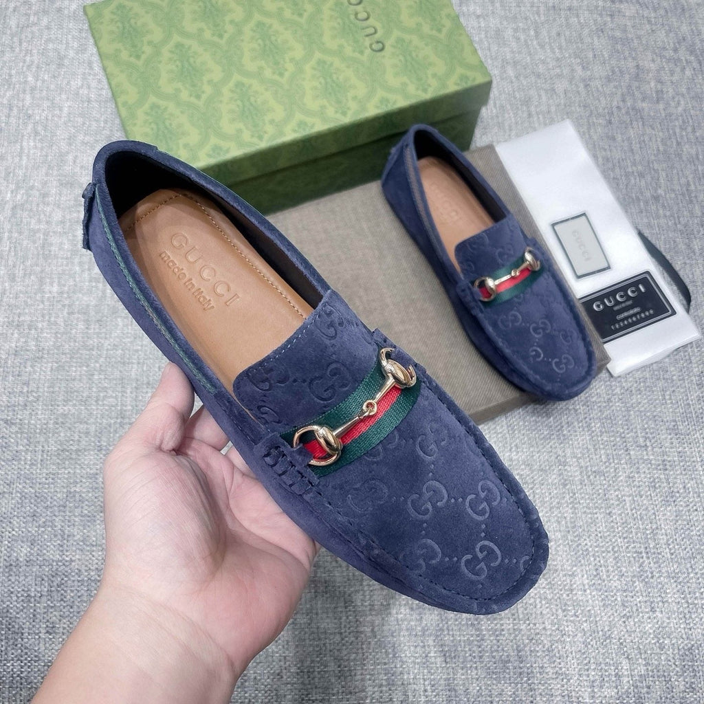 Gucci GG-Pattern Horsebit-Style Loafers — model