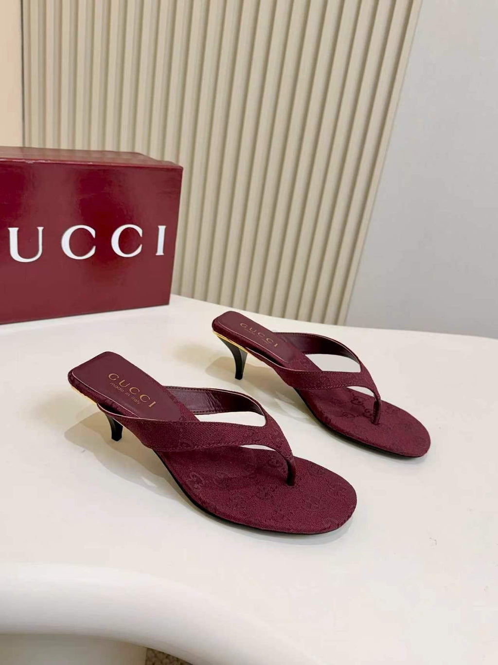 Gucci Monogram Thong Heel Sandals — hero