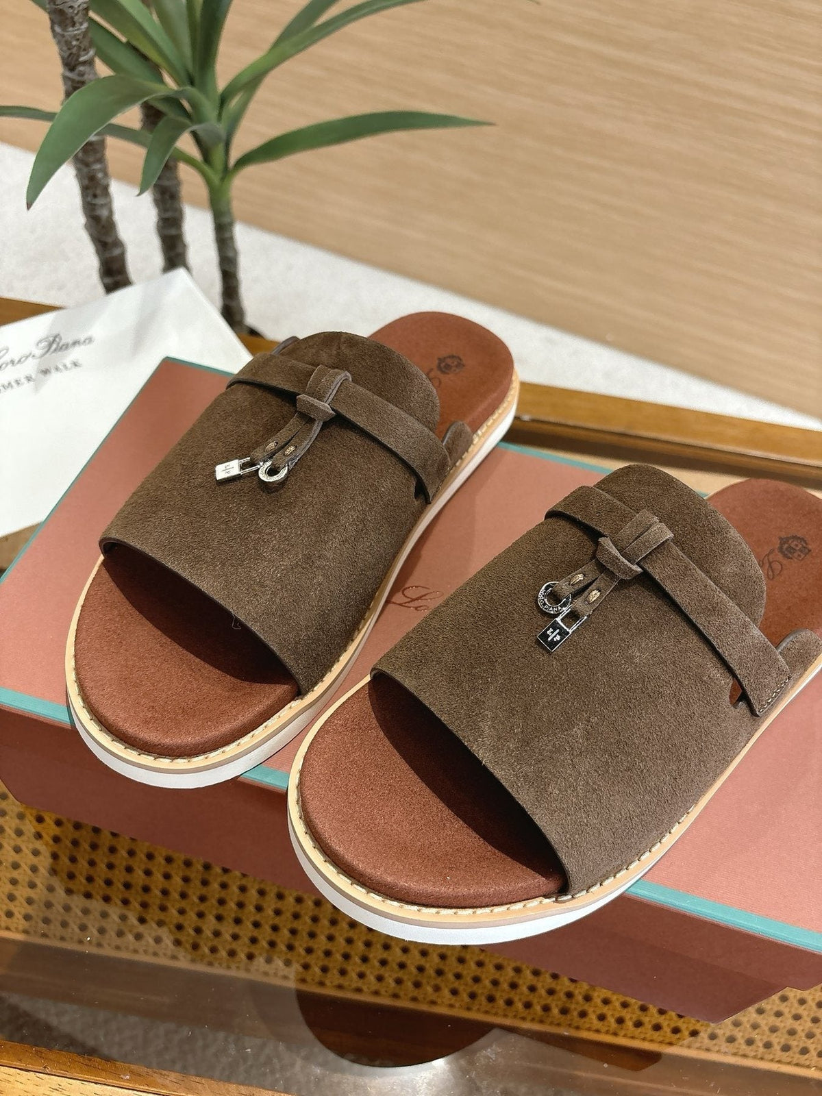 Loro Piana Cross-Strap Mule Sandals — front