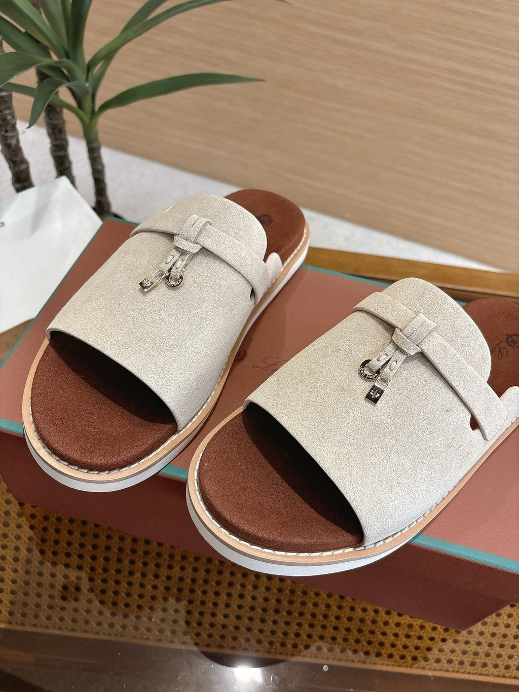Loro Piana Cross-Strap Mule Sandals — front
