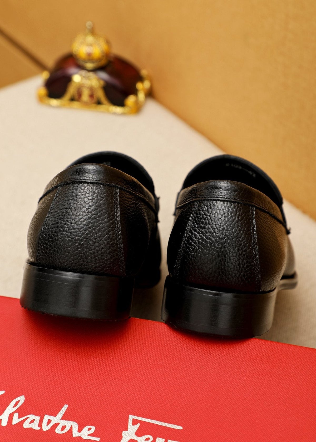 Black Pebble-Textured Bit Loafers — back