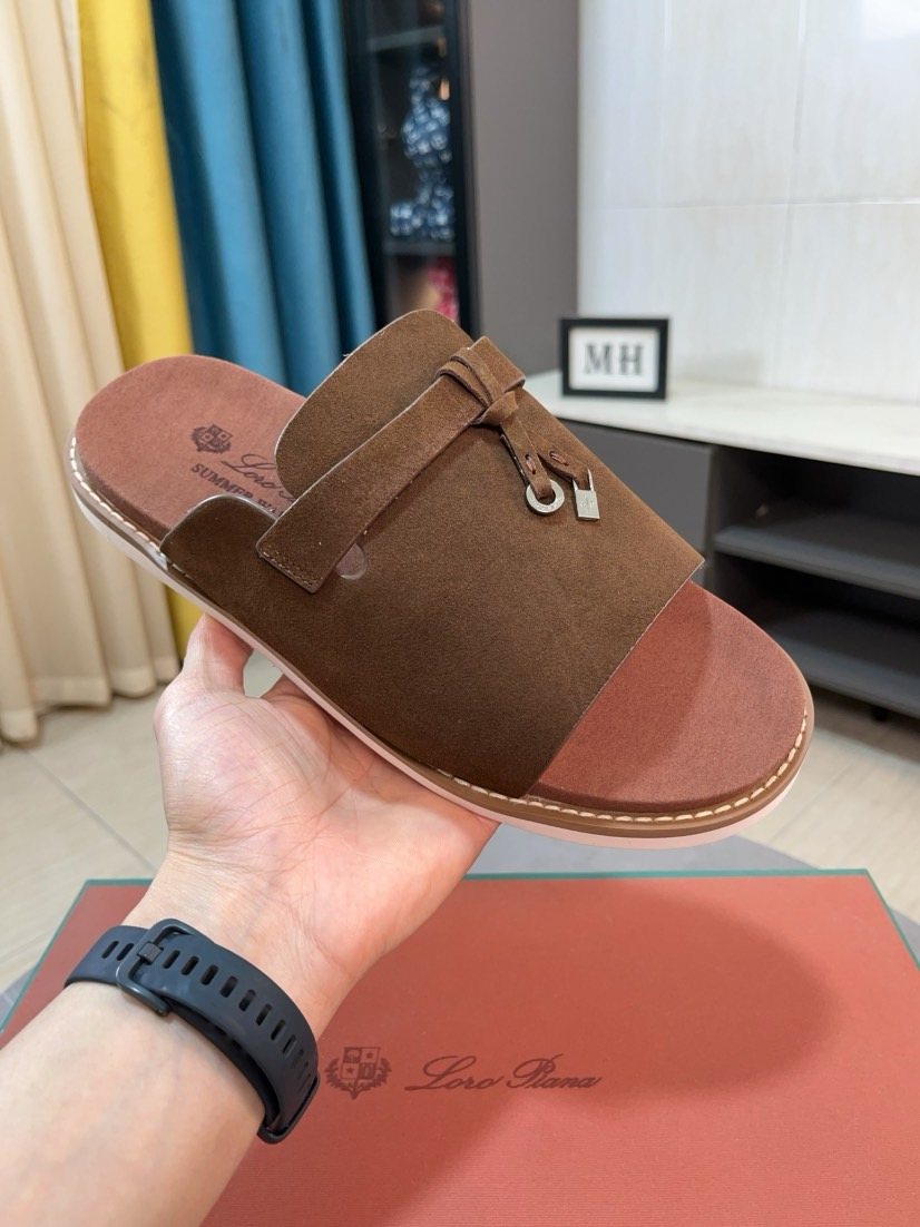 Loro Piana Buckle Slide Sandals — front