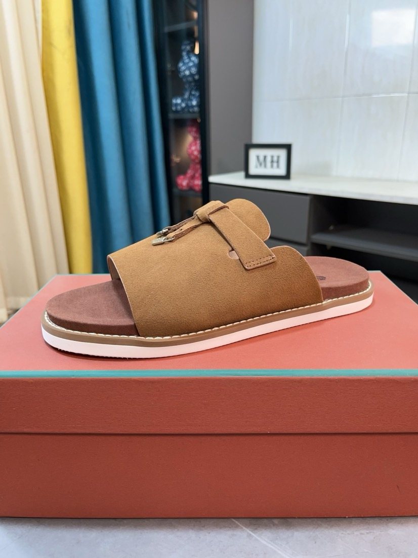 Loro Piana Buckle Slide Sandals — side