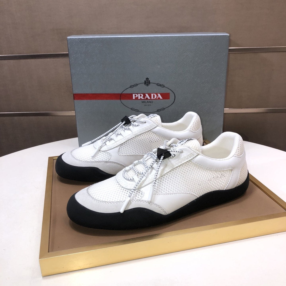 Prada Mesh Panel Low-Top Sneakers — hero