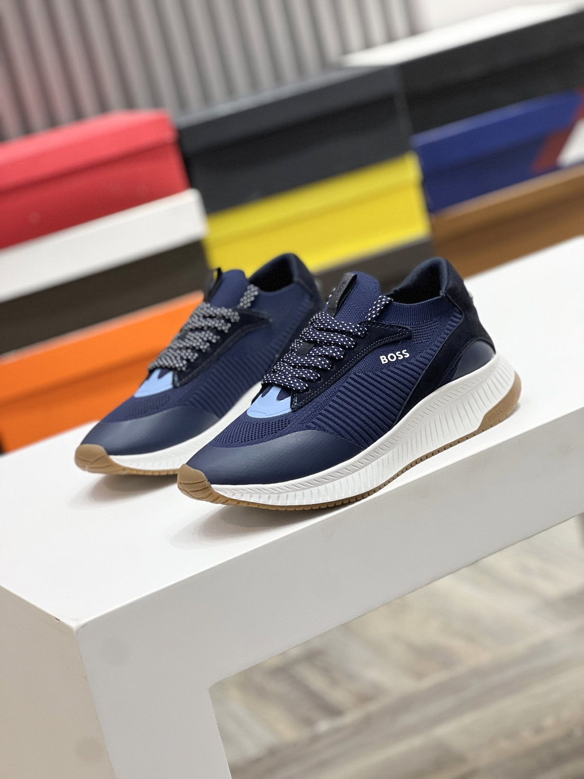 BOSS Knit Ribbed-Sole Sneakers — side