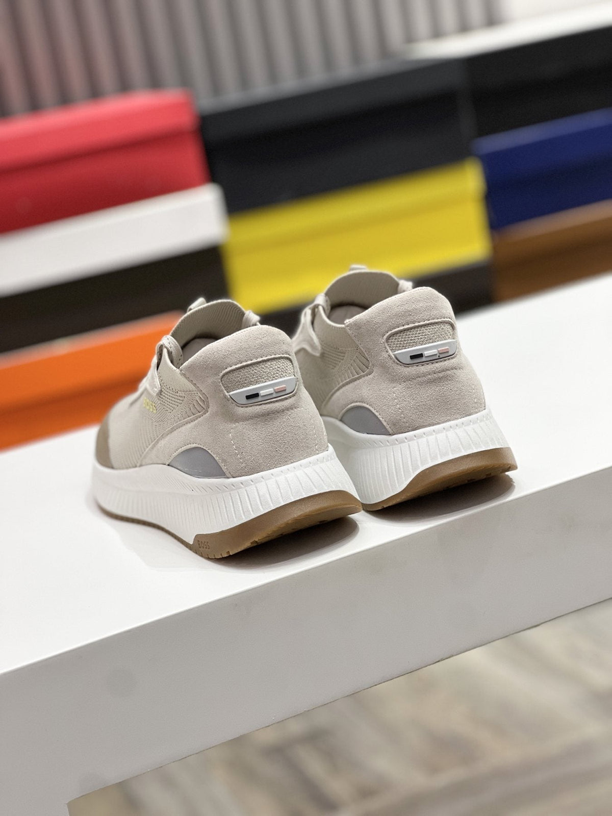 BOSS Knit Ribbed-Sole Sneakers — back